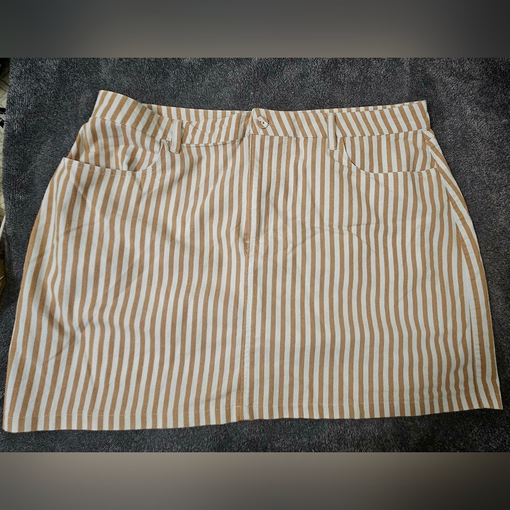 Striped Tan and White Women's Skirt